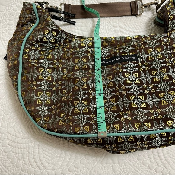 PETUNIA PICKLE BOTTOM Touring Tote Teal Brown Gold Brocade Accessories Included - Picture 9 of 11
